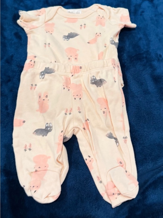 Sterling Baby Other - Peach Animal-Print Footed Two-Piece for Baby Girls
